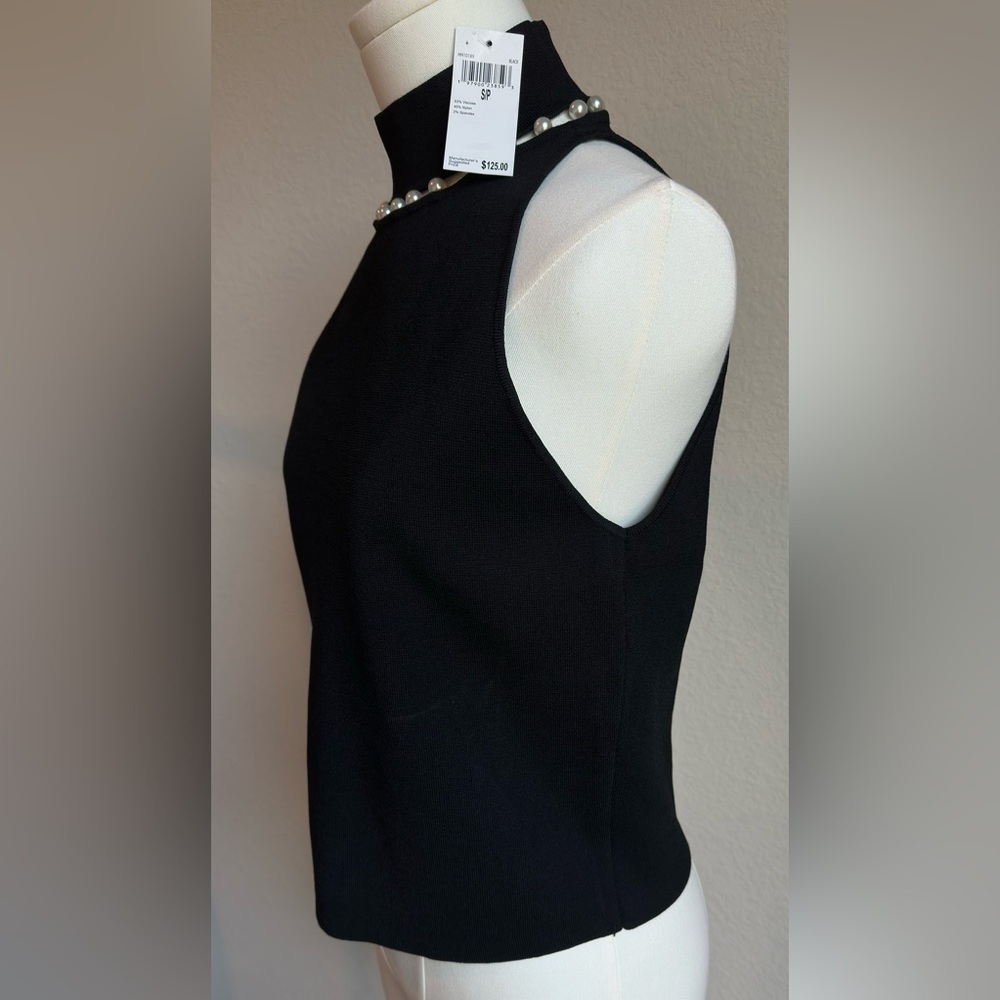 House of Harlow 1960 Black Pearl-Embellished Top Size SP New With Tags - Picture 4 of 7